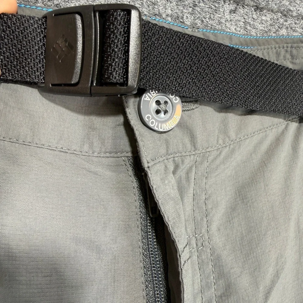 Columbia Cargo Shorts Mens Large Grey Nylon Hiking Outdoor Belted 11 Inseam